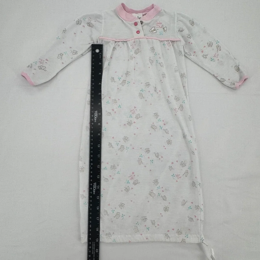 Baby Dior Vintage Pink Butterfly Sleeper Gown Layette 0-3 Months Embroidered